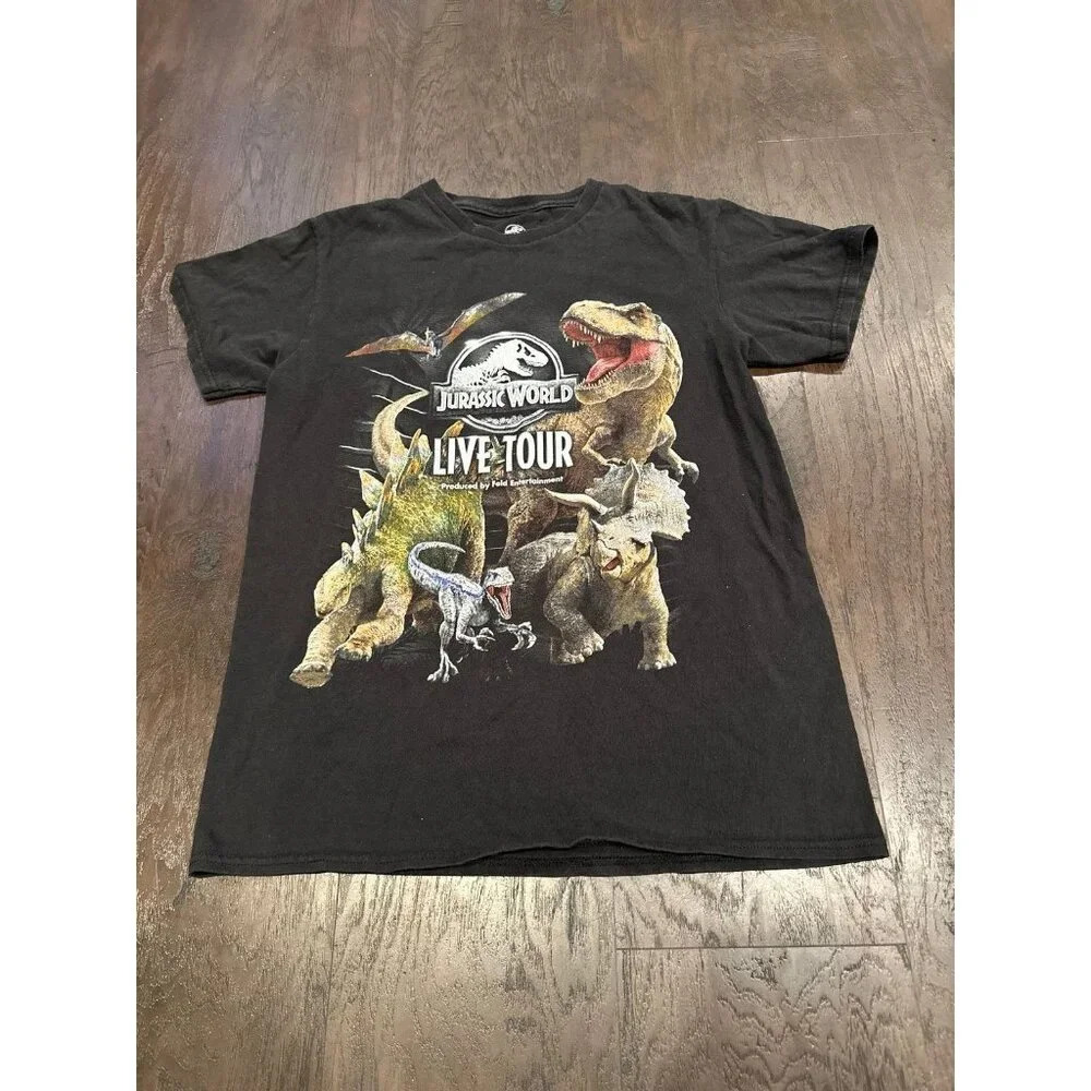 Jurassic World Live Tour Shirt Unisex Black Double Sided Graphic‎ T- Shirt Rare